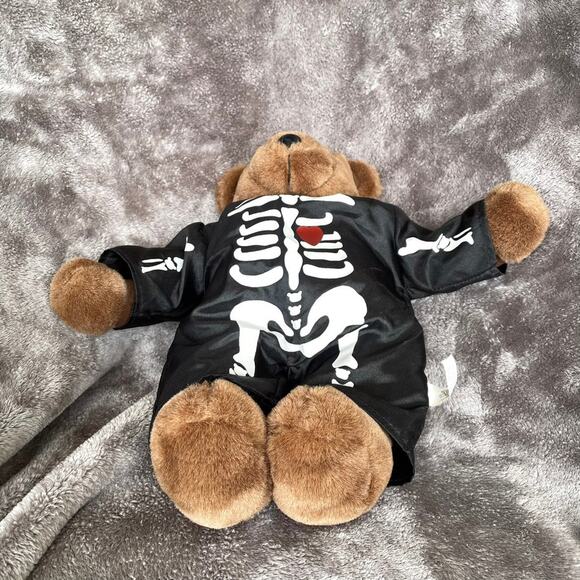Vintage 1990s y2k Halloween Bear Nylon Skeleton Costume Plush Stuffed Toy - Picture 4 of 13